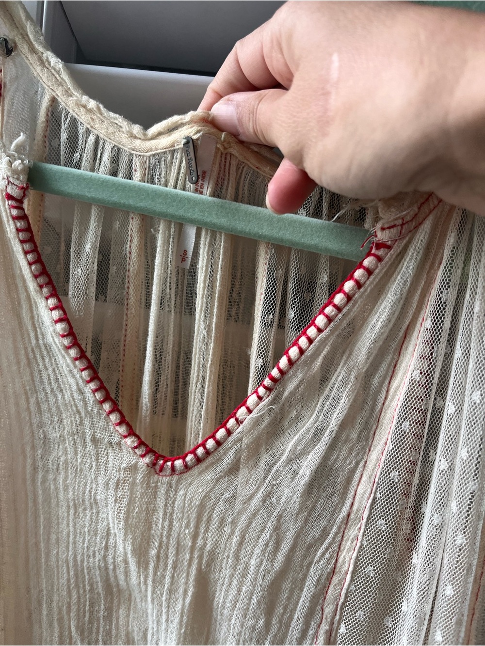 Free People Cream Maxi Dress with Red Hem - Picture 3 of 9